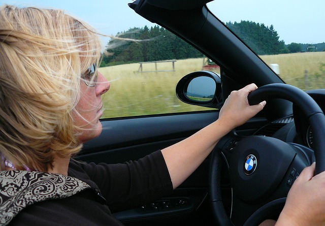 žena, blondýna, volant, BMW